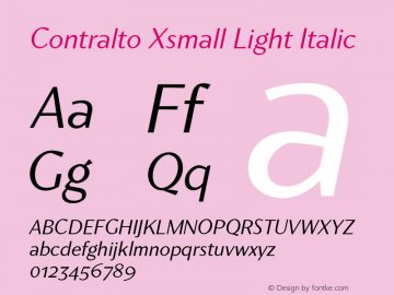 Contralto Xsmall Light Italic Version 1.000图片样张