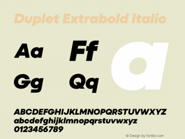 Duplet Extrabold Italic Version 1.000图片样张