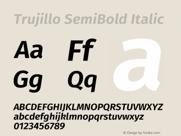 Trujillo SemiBold Italic Version 4.301;October 17, 2021;FontCreator 14.0.0.2814 64-bit图片样张