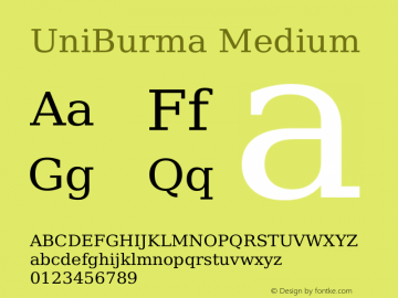 UniBurma Medium 2.0 Font Sample