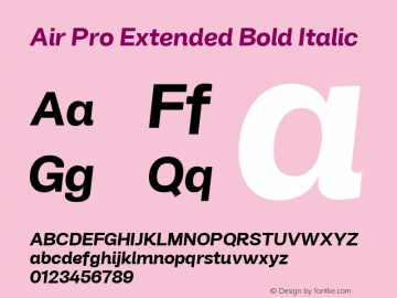 Air Pro Extended Bold Italic Version 1.000;hotconv 1.0.109;makeotfexe 2.5.65596图片样张