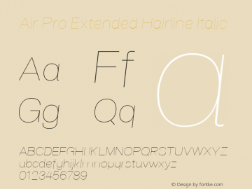 Air Pro Extended Hairline Ita Version 1.000;hotconv 1.0.109;makeotfexe 2.5.65596图片样张