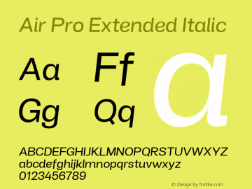 Air Pro Extended Italic Version 1.000;hotconv 1.0.109;makeotfexe 2.5.65596图片样张