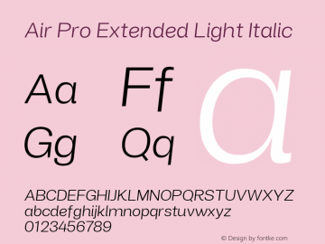 Air Pro Extended Light Italic Version 1.000;hotconv 1.0.109;makeotfexe 2.5.65596图片样张