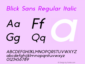 Blick Sans Italic Version 1.000 | web-ttf图片样张