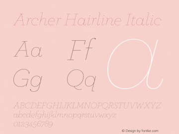 Archer Hairline Italic Version 1.203 Pro图片样张