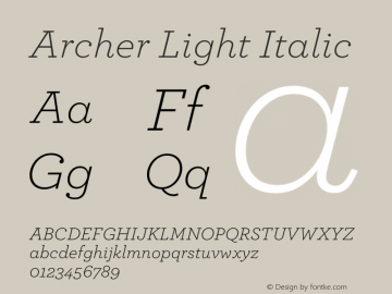 Archer Light Italic Version 1.203 Pro图片样张