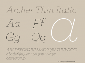 Archer Thin Italic Version 1.203 Pro图片样张