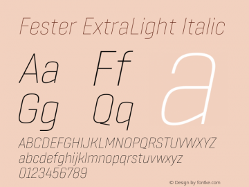 Fester ExtraLight Italic Version 1.000图片样张