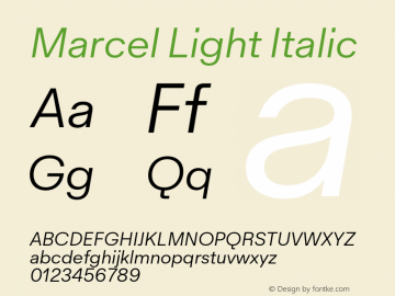 Marcel Light Italic Version 1.008图片样张