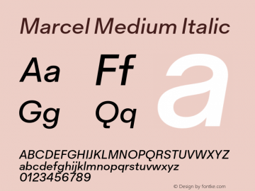 Marcel Medium Italic Version 1.008图片样张