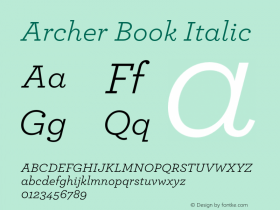 Archer Book Italic Version 1.203 Pro图片样张