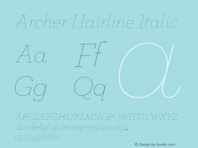 Archer Hairline Italic Version 1.203 Pro图片样张