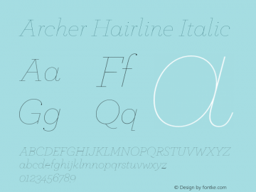 Archer Hairline Italic Version 1.203 Pro图片样张