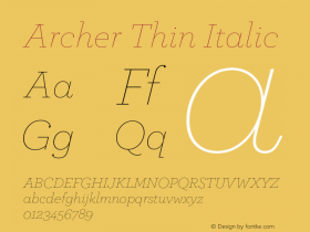 Archer Thin Italic Version 1.203 Pro图片样张