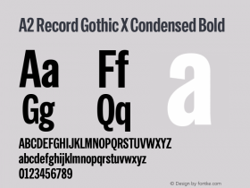 A2 Record Gothic X Condensed Bold Version 1.001;PS 1.1;hotconv 1.0.88;makeotf.lib2.5.647800; ttfautohint (v1.4)图片样张