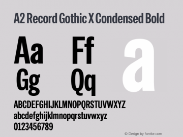 A2 Record Gothic X Condensed Bold Version 1.001;PS 1.1;hotconv 1.0.88;makeotf.lib2.5.647800; ttfautohint (v1.4)图片样张