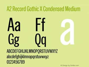 A2 Record Gothic X Condensed Medium Version 1.001;PS 1.1;hotconv 1.0.88;makeotf.lib2.5.647800; ttfautohint (v1.4)图片样张