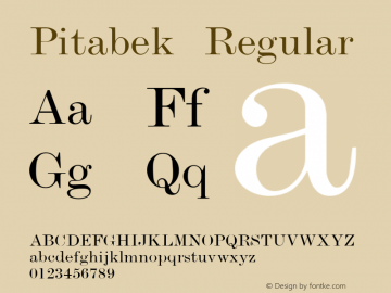 Pitabek Regular Version 1.000 2005 initial release Font Sample
