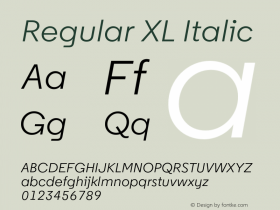 Regular XL Italic Version 1.002图片样张