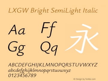 LXGW Bright SemiLight Italic Version 0.021图片样张