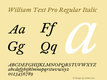 William Text Pro Reg Ita Version 1.0; 2018图片样张