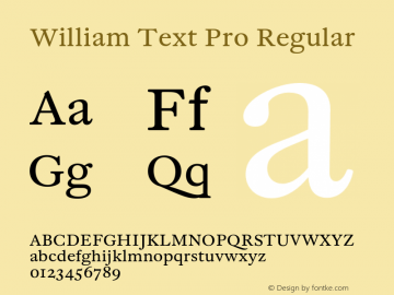 William Text Pro Reg Version 1.0; 2018图片样张