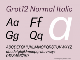 Grot12 Normal Italic Version 1.001;PS 1.1;hotconv 1.0.88;makeotf.lib2.5.647800图片样张