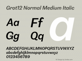 Grot12 Normal Medium Italic Version 1.001;PS 1.1;hotconv 1.0.88;makeotf.lib2.5.647800图片样张