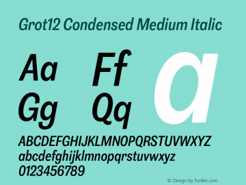 Grot12 Condensed Medium Italic Version 1.001;PS 1.1;hotconv 1.0.88;makeotf.lib2.5.647800图片样张