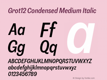 Grot12 Condensed Medium Italic Version 1.001;PS 1.1;hotconv 1.0.88;makeotf.lib2.5.647800图片样张