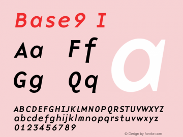 Base9 I 001.000 Font Sample