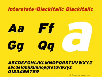 Interstate-BlackItalic BlackItalic 001.000 Font Sample