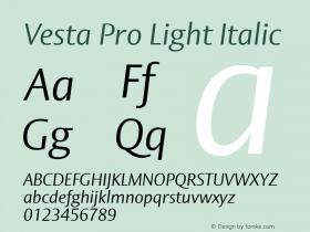 Vesta Pro Light Italic Version 1.00图片样张