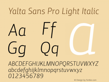 Yalta Sans Pro Light Italic Version 1.001图片样张