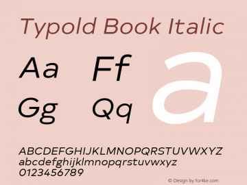 Typold Book Italic Version 1.001; ttfautohint (v1.5)图片样张