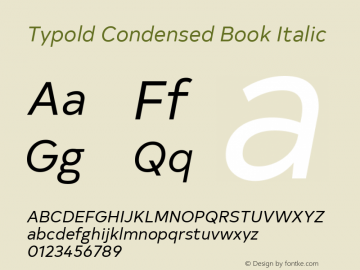 Typold Condensed Book Italic Version 1.001; ttfautohint (v1.5)图片样张