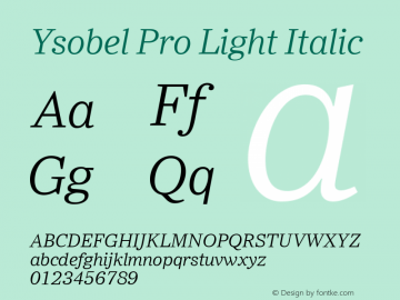 Ysobel Pro Light Italic Version 1.000图片样张