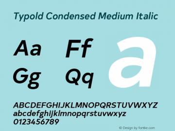 Typold Condensed Medium Italic Version 1.001; ttfautohint (v1.5)图片样张