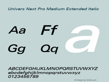 Univers Next Pro Medium Extended Italic Version 1.00图片样张