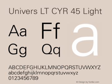 Univers LT CYR 45 Light Version 2.00图片样张