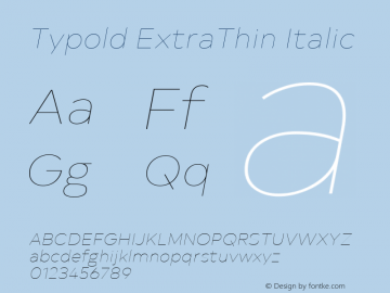 Typold ExtraThin Italic Version 1.001; ttfautohint (v1.5)图片样张