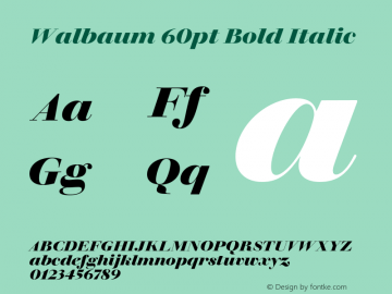 Walbaum 60pt Bold Italic Version 1.01, build 5, s3图片样张