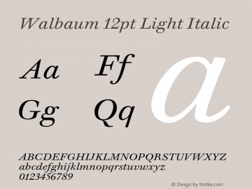 Walbaum 12pt Light Italic Version 1.01, build 5, s3图片样张