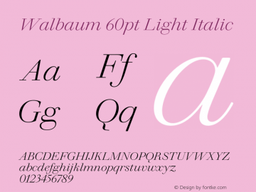 Walbaum 60pt Light Italic Version 1.01, build 5, s3图片样张