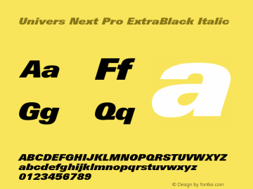 Univers Next Pro ExtraBlack Italic Version 1.00图片样张