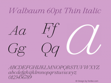 Walbaum 60pt Thin Italic Version 1.01, build 5, s3图片样张