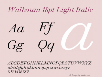 Walbaum 18pt Light Italic Version 1.01, build 5, s3图片样张