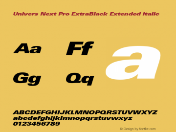 Univers Next Pro ExtraBlack Extended Italic Version 2.00图片样张