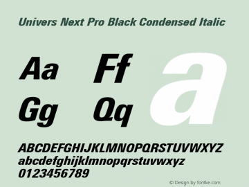 Univers Next Pro Black Condensed Italic Version 1.00图片样张